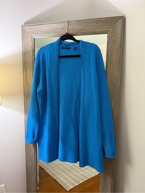 Cyrus Bright Blue Open-Front Ribbed Cardigan